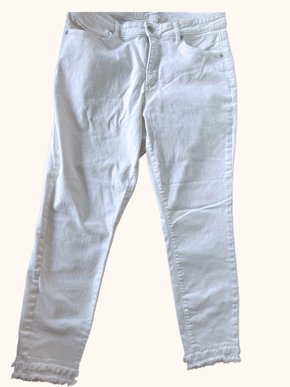 LOFT White Slim Pocket Frayed Hem Jeans Size 32/14